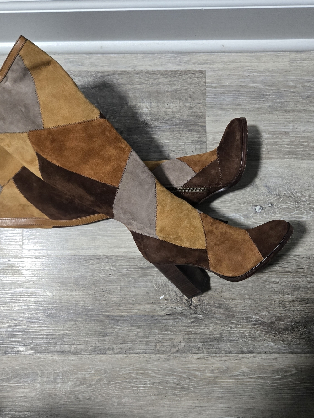 Frye Claude Patchwork Suede Knee High Boots 8.5 - Picture 11 of 11